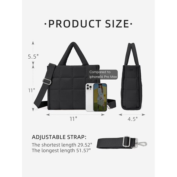 Elegant Women's Quilted Nylon Tote Bag - Stylish Weekender & Overnight Companion - Picture 2 of 6